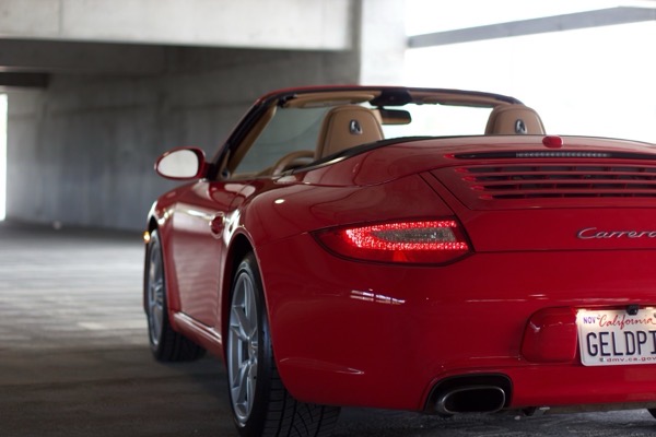 Rear view with brake lights on