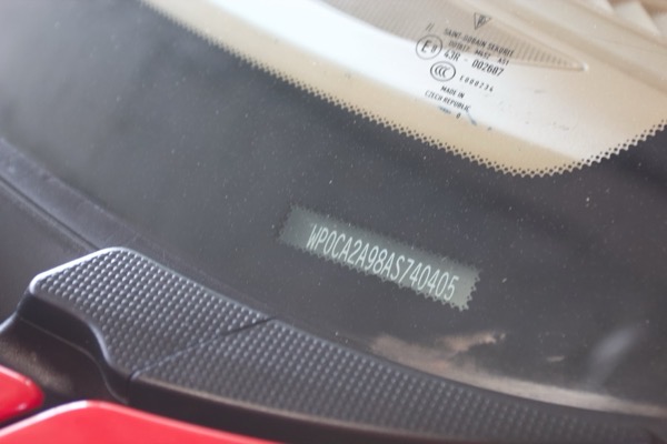 VIN plate on windshield: WP0CA2A98AS740405